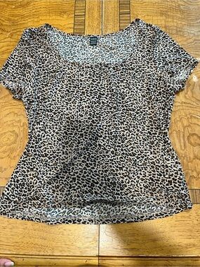 SHEIN Leopard Print Scoop Neck Top - Brown, Black